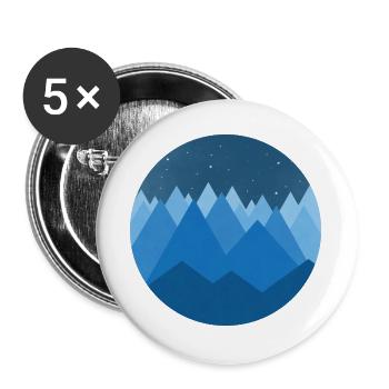Snowy Mountains Minimalist Night Style - Buttons large 2.2''/56 mm (5-pack) - white - Front