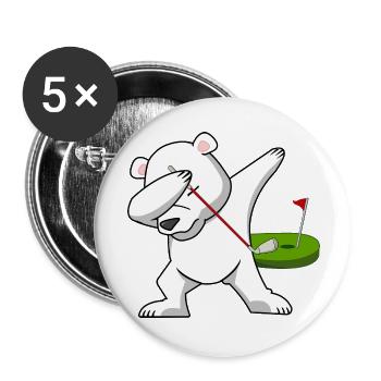 dab dabbing eisbär golf bear ballsportart polar 18 - Buttons large 2.2''/56 mm (5-pack) - white - Front