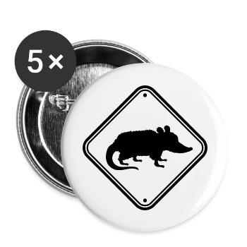 Gefahr Schild Opossum - Buttons groß 56 mm (5er Pack) - Weiß - Vorne