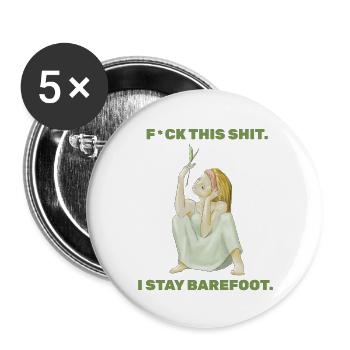 F*CK. Je reste pieds nus. - Lot de 5 grands badges (56 mm) - blanc - Devant