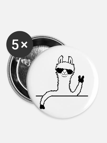 Sonnenbrille Lama Comic - Buttons groß 56 mm (5er Pack) - Weiß