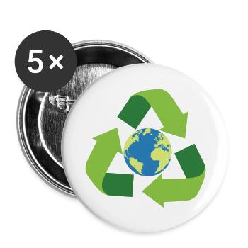 Weltrecyclingtag 18. März - Buttons groß 56 mm (5er Pack) - Weiß - Vorne