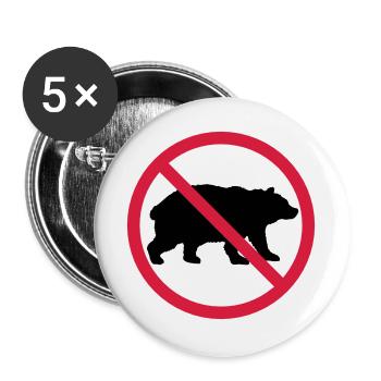Bear Forbidden Shield - Buttons large 2.2''/56 mm (5-pack) - white - Front