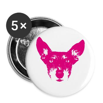 Hund Pink - Buttons groß 56 mm (5er Pack) - Weiß - Vorne