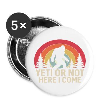 Yeti or not here i come, retro, vintage - Buttons large 2.2''/56 mm (5-pack) - white - Front