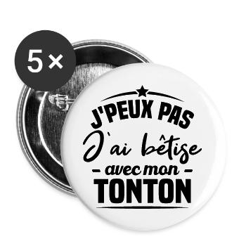 J'peux pas j'ai bêtise avec mon tonton - Lot de 5 grands badges (56 mm) - blanc - Devant