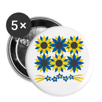 Ukraine | je soutiens l'ukraine Tournesol - Lot de 5 grands badges (56 mm) - blanc - Devant