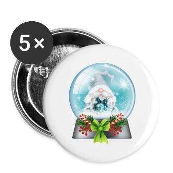 Schneekugel Weihnachtsmann mit Zuckerstangen - Buttons groß 56 mm (5er Pack) - Weiß - Vorne
