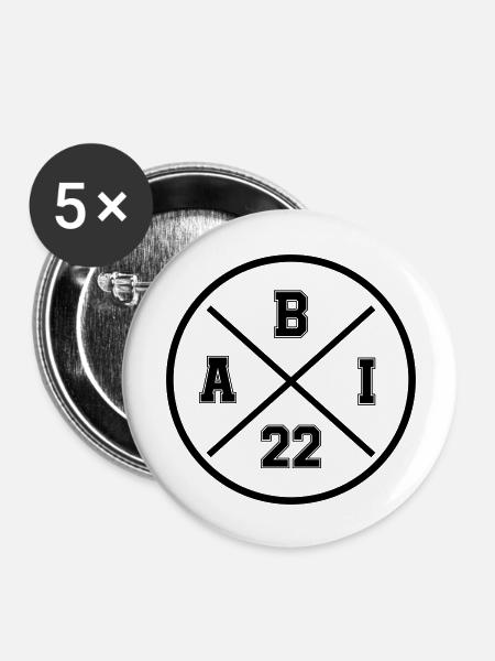 Abi 22 - Buttons groß 56 mm (5er Pack) - Weiß