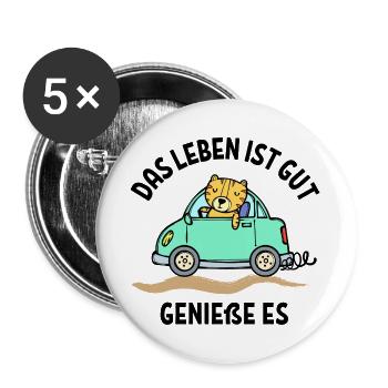 Auto Statement Autofahren Autofahrer Wagen - Buttons groß 56 mm (5er Pack) - Weiß - Vorne