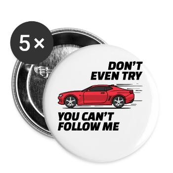 Déclaration de voiture de course Pilotes de conduite - Lot de 5 grands badges (56 mm) - blanc - Devant