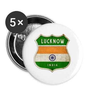 Lucknow Inde Armoiries Drapeaux Design - Lot de 5 grands badges (56 mm) - blanc - Devant