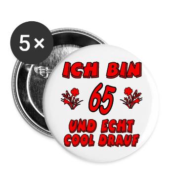 Geburtstag - Buttons groß 56 mm (5er Pack) - Weiß - Vorne