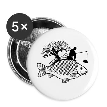 Fishing Fish Carp Fisherman Gift Vintage T-Shirt - Buttons large 2.2''/56 mm (5-pack) - white - Front