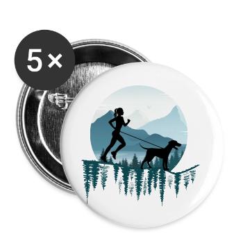 canicross zughund hundetrainer zughundesport - Buttons groß 56 mm (5er Pack) - Weiß - Vorne