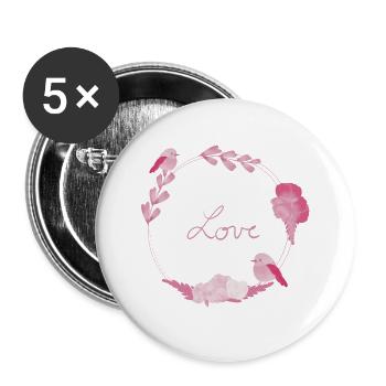 Love - Lot de 5 grands badges (56 mm) - blanc - Devant