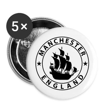 Manchester - Buttons groß 56 mm (5er Pack) - Weiß - Vorne
