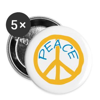Symbole Paix Texte - Lot de 5 grands badges (56 mm) - blanc - Devant