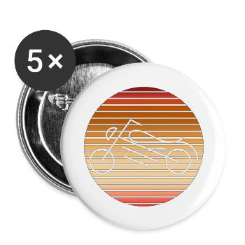 Motocyclette - Lot de 5 grands badges (56 mm) - blanc - Devant