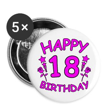 Geburtstag - Buttons groß 56 mm (5er Pack) - Weiß - Vorne