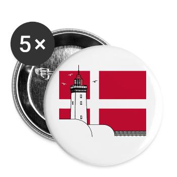 Denmark flag with Rubjerg Knude lighthouse - Buttons large 2.2''/56 mm (5-pack) - white - Front