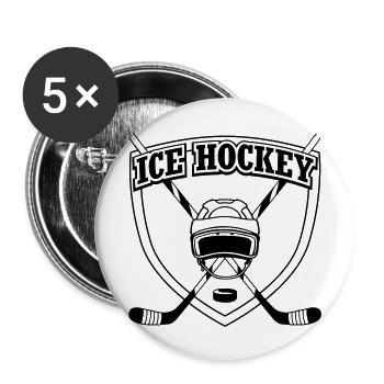 Ice Hockey Wappen - Buttons groß 56 mm (5er Pack) - Weiß - Vorne
