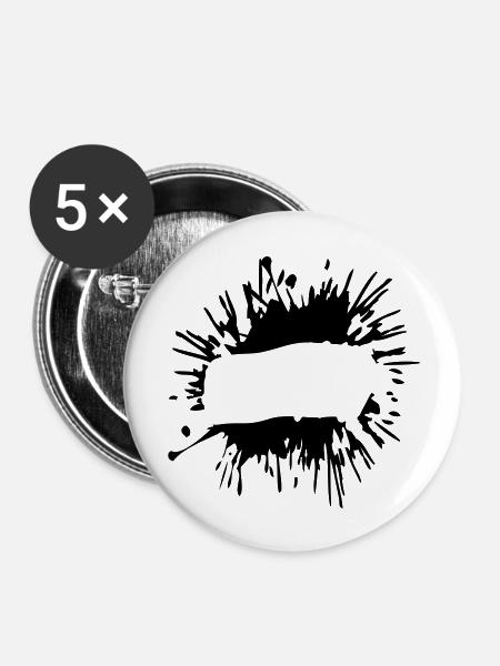 Text einfügen Klecks - Buttons groß 56 mm (5er Pack) - Weiß