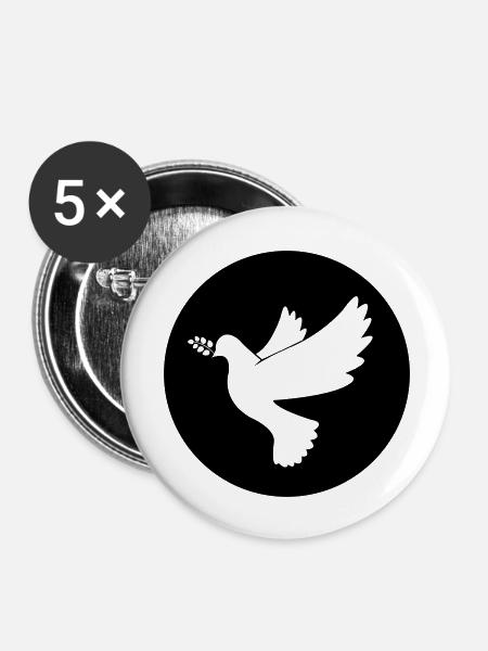 Friedenstaube - Buttons groß 56 mm (5er Pack) - Weiß