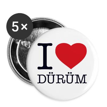 I LOVE DÜRÜM - Buttons large 2.2''/56 mm (5-pack) - white - Front