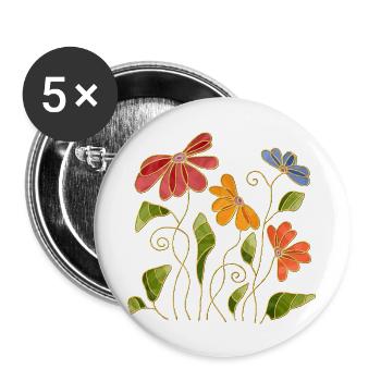 Fleur - Lot de 5 grands badges (56 mm) - blanc - Devant