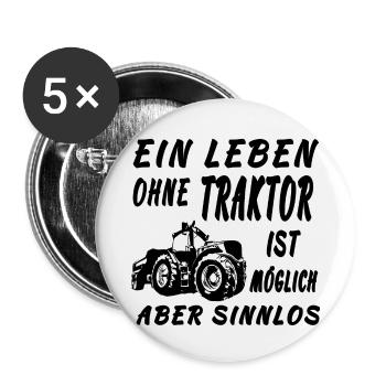 Traktor - Buttons groß 56 mm (5er Pack) - Weiß - Vorne