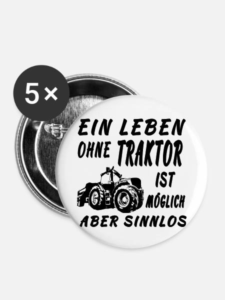 Traktor - Buttons groß 56 mm (5er Pack) - Weiß