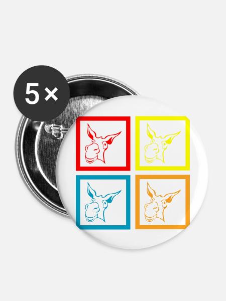 Donkey Esel - Buttons groß 56 mm (5er Pack) - Weiß