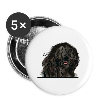 Bergamasco Shepherd Dog for Peeking Dog Lovers - Buttons large 2.2''/56 mm (5-pack) - white - Front