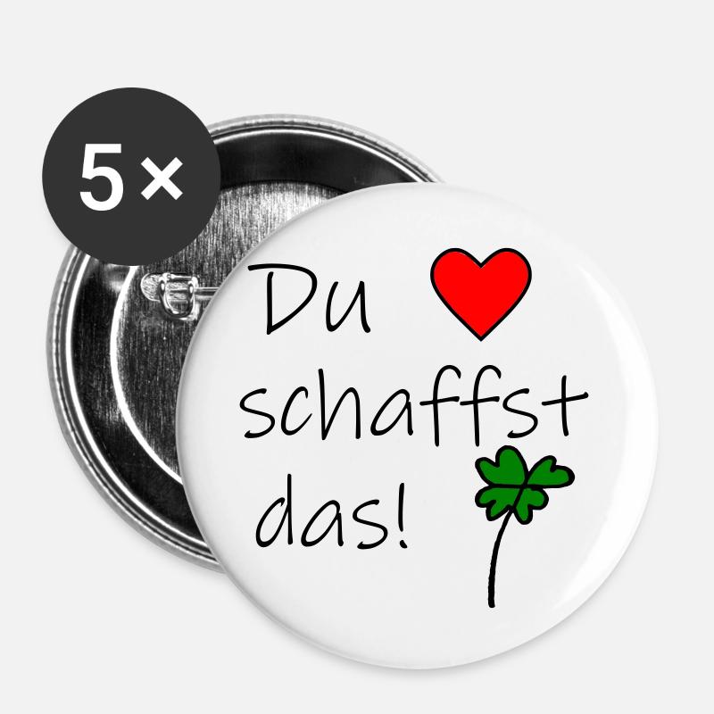 Du schaffst das - Buttons groß 56 mm (5er Pack) - Weiß