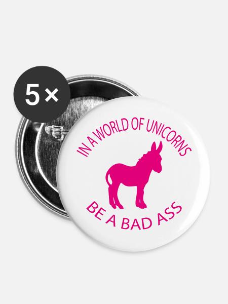 Donkey Esel - Buttons groß 56 mm (5er Pack) - Weiß