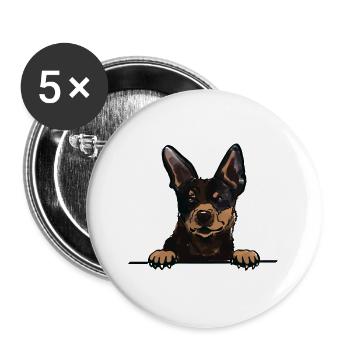 Harlequin Pinscher Dog for Peeking Dog Lovers - Buttons large 2.2''/56 mm (5-pack) - white - Front