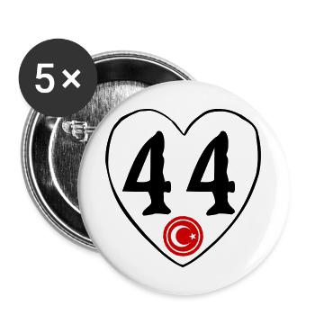Malatya 44 Herz - Buttons groß 56 mm (5er Pack) - Weiß - Vorne