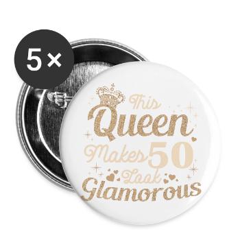 Birthday Queen turns 50 50th birthday Women - Buttons large 2.2''/56 mm (5-pack) - white - Front