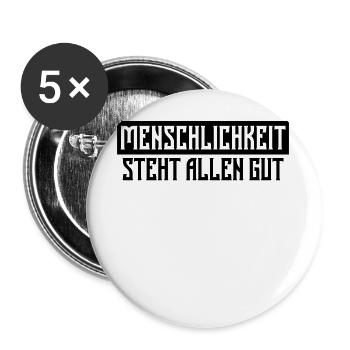 Menschlichkeit Statement Liebe Frieden Freiheit - Buttons groß 56 mm (5er Pack) - Weiß - Vorne