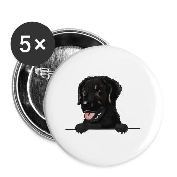 Retriever Flat Coated Dog for Peeking Dog Lovers - Buttons large 2.2''/56 mm (5-pack) - white - Front