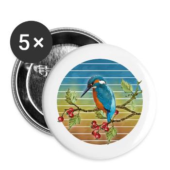 Bunter Vogel - Buttons groß 56 mm (5er Pack) - Weiß - Vorne