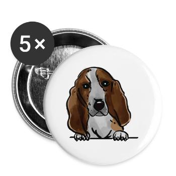 Swiss Hound Dog for Peeking Dog Lovers - Buttons large 2.2''/56 mm (5-pack) - white - Front
