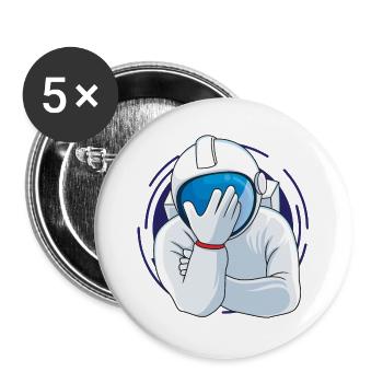 Facepalm Astronaut - Buttons large 2.2''/56 mm (5-pack) - white - Front