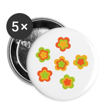 des années 70 motif de fleur - Lot de 5 grands badges (56 mm) - blanc - Devant