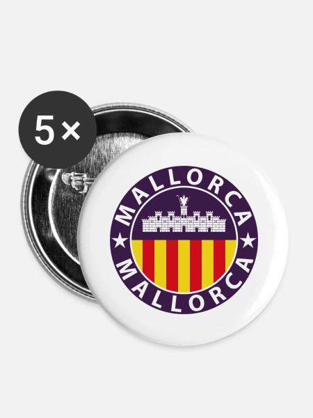 Mallorca - Buttons groß 56 mm (5er Pack) - Weiß
