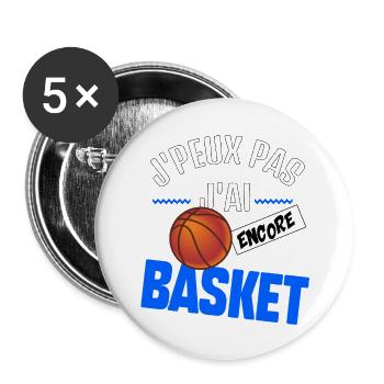 J’peux pas j’ai basket - Lot de 5 grands badges (56 mm) - blanc - Devant