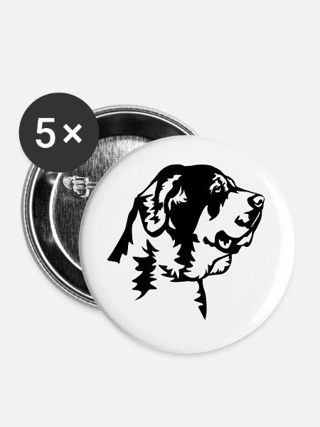 Mastin Espanol Kopf - Buttons groß 56 mm (5er Pack) - Weiß