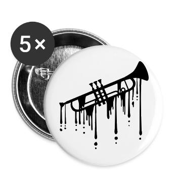 Graffiti Tropfen Trompete - Buttons groß 56 mm (5er Pack) - Weiß - Vorne