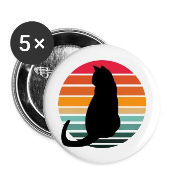 Katze Sunset - Buttons groß 56 mm (5er Pack) - Weiß - Vorne
